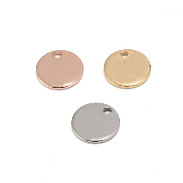 304 aço inoxidável rosa ouro moeda disco charme redondo carimbo em branco tags metal jóias fazendo fornecimento 8mm 10mm1243o