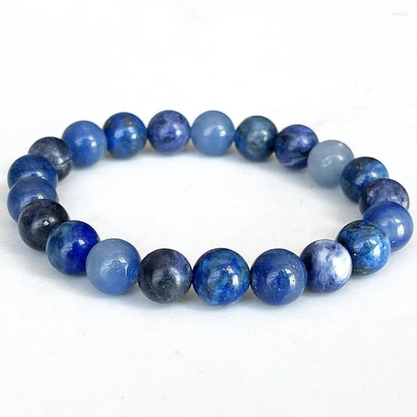 Link-Armbänder MG1709 Damen-Armband mit Sternzeichen Krebs, 8 mm, blauer Aventurin, Lapislazuli, Sodalith, Chakra-Handgelenk-Mala, natürlicher Edelstein-Schmuck