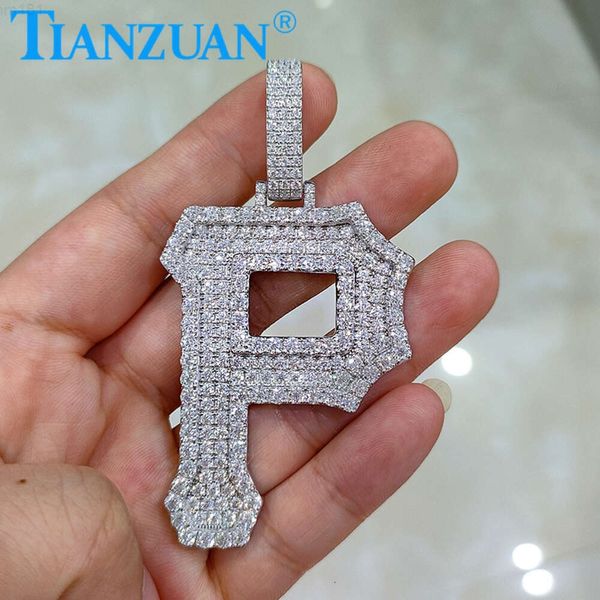 Büyük boy P harf kelimeleri d vvs beyaz moissanite kolye 925 STERLING Silver Hip Hop Takı Nişan Datting