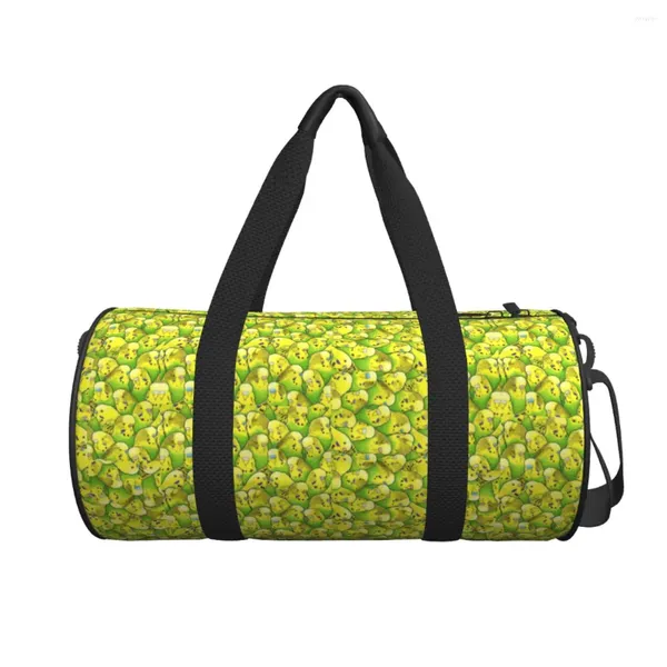 Duffel Bags Verde Amarelo Budgies Travel Bag Periquito Padrão Moda Esportes Grande Colorido Ginásio Homens Weekend Fitness