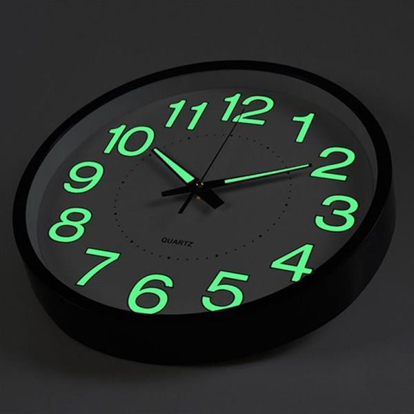 Leuchtende Wanduhr Quarz Kunststoff Wanduhr Modernes Design für Schlafzimmer Wohnzimmer Glowing In The Dark Home Decor3261