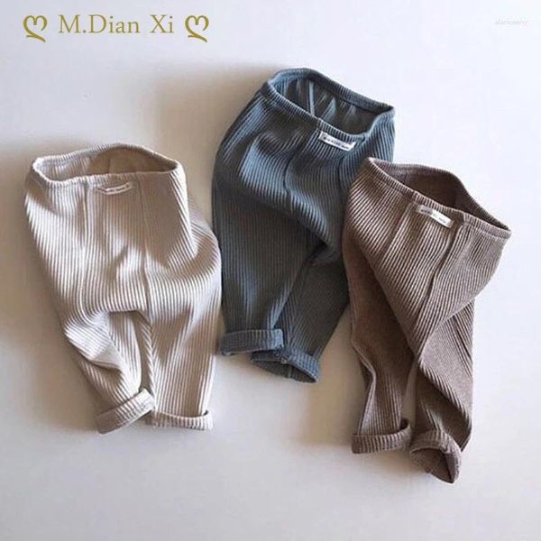 Calças 2024 bebê pp calças para meninos e meninas na primavera outono simples coringa thread leggings elásticos crianças roupas nascidas