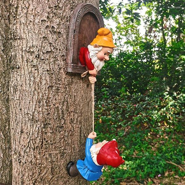 Decorazioni da giardino Decorazione per arrampicata nana Ornamenti per alberi Figura Scultura in resina Accessori per artefatti da esterno Regalo