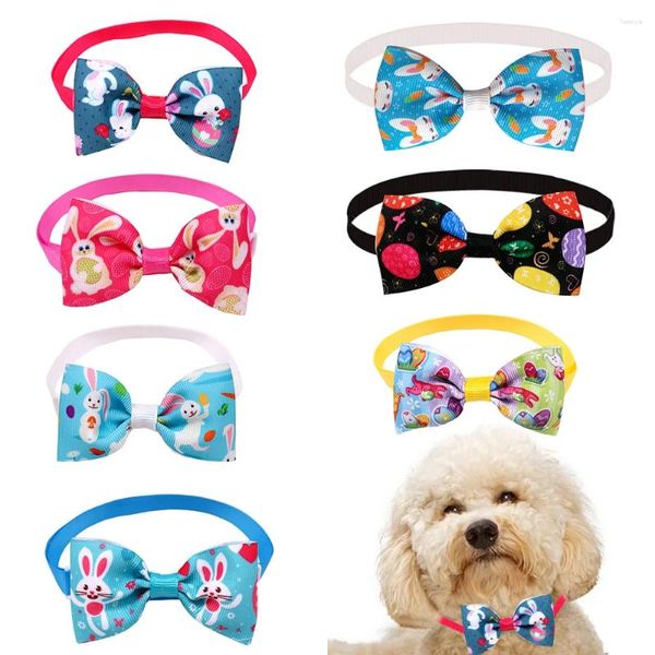 Vestuário de cão 6 pcs arcos de páscoa mascota colar para decorações 2024 ovo pet bow tie fontes de festa