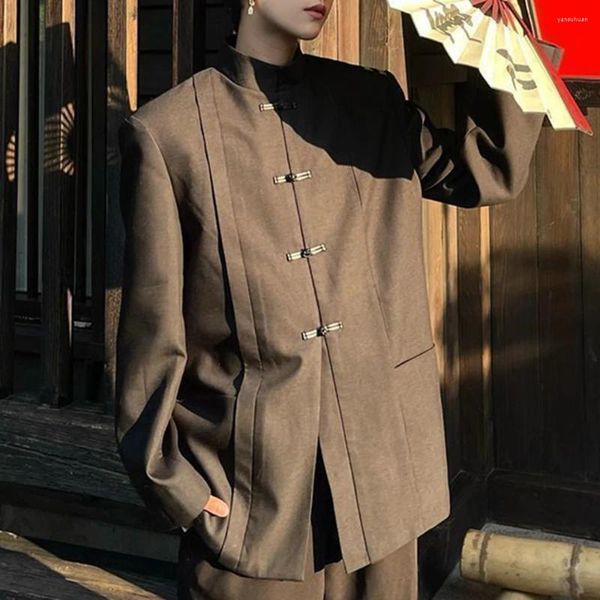 Abiti da uomo Uomo Cheongsam cinese Pulsante Abito casual 2024 Autunno Inverno Genderless Moda Tendenza giovanile Retro Colletto alla coreana Giacca unisex