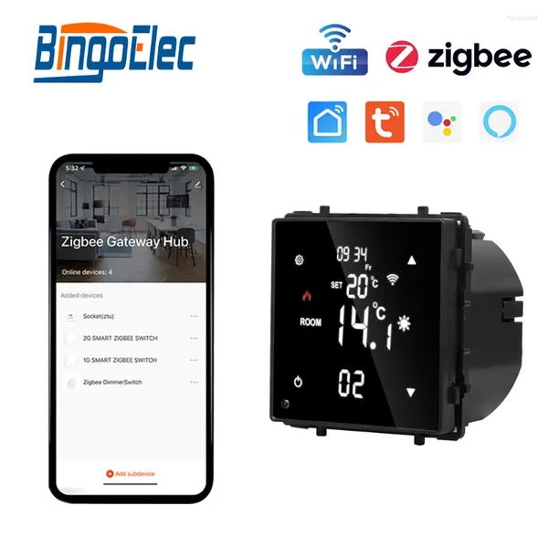 Controle Home Inteligente Wifi ZigBee Termostato Módulo Parte Touch Screen Tuya Alexa Google App Controlador de temperatura de aquecimento de piso de água elétrico