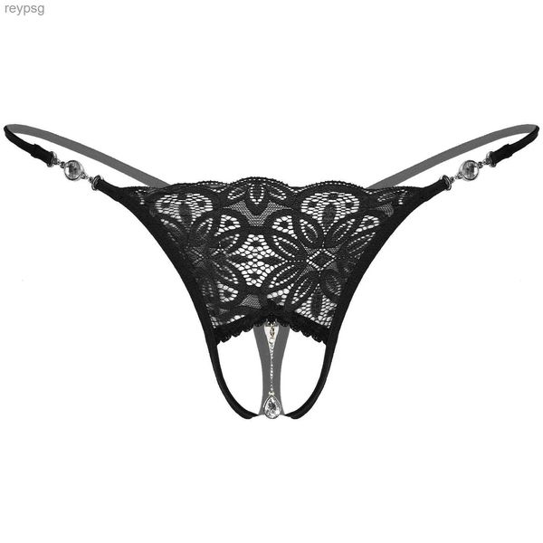 Diğer külot Erkek Lingerie Rhinestone Kolye Çiçek Çiçek Dantel G-String Seksi Düşük Rise Kasetsiz Tanga Sissy Erkek Eşcinsel İç Çamaşır Erotik YQ240130