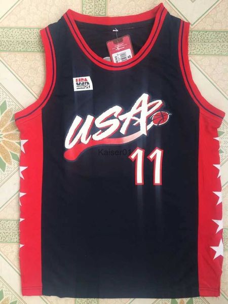 Fãs Tops Camisetas Outros artigos esportivos 1996 Dream Team # 11 Karl Malone Camisas de basquete todas costuradas branco azul marinho