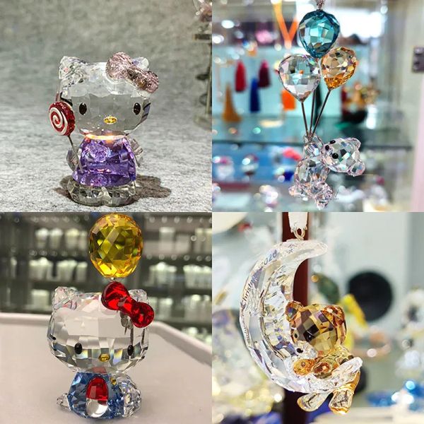 Schmuck Exquisite Kristall Cartoon Katze Bär Figuren Auto Ornament Aniaml Briefbeschwerer Hochzeitsgeschenk Autoverkleidung Innentischdekoration