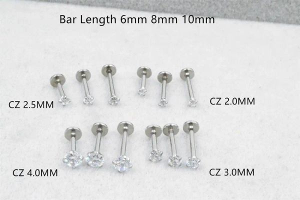 Anéis envio grátis lote 50 peças 16g joia corporal piercing brilho redondo cz labret anel orelha hélice barra piercing labial tira