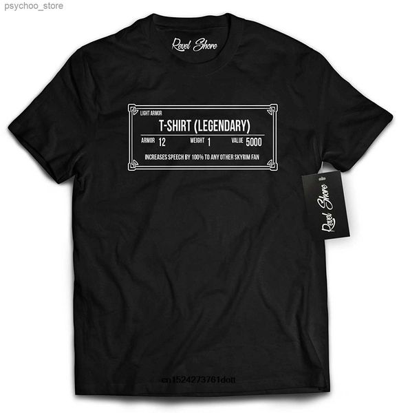 Herren-T-Shirts, cooles Weiß-Schwarz-Design, modisches Herren-Skyrim-inspiriertes legendäres Spielmuster, Top-T-Shirt Q240130
