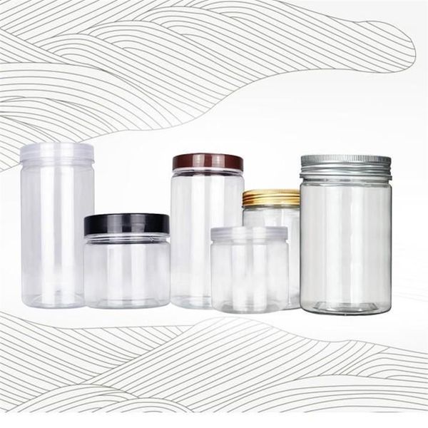 Frascos plásticos pequenos transparentes do animal de estimação de 250ml 350ml com tampa de alumínio frasco cosmético vazio claro da amostra com tampa em stock1284k