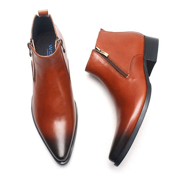 Orijinal deri ayak bileği siyah kahverengi nokta marka elbise önyükleme erkekler için resmi erkekler kauçuk botlar ayakkabı