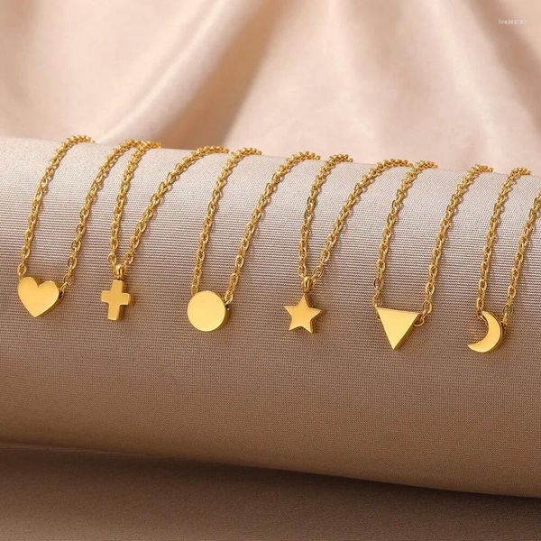 Girocollo Fashion Star Moon Collana con ciondolo a forma di cuore Piccoli ciondoli Catena in acciaio inossidabile per donne Ragazze Estetiche Gioielli Y2K Collares