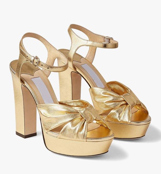 2024 Sommer Luxus Heloise Sandalen Schuhe Frauen Chunky Knotted Straps Plattformen Heels Party Hochzeit Kleid Dame Gladiator Sandalias High Heel Schuh EU35-43 Box