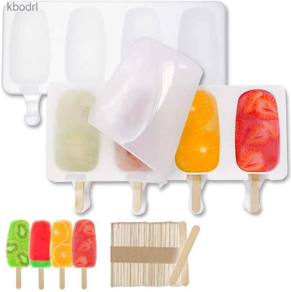 Ferramentas de sorvete tamanho grande molde de sorvete de silicone material grosso diy moldes de cubo de gelo moldes de sobremesa bandeja com popsicl yq240130