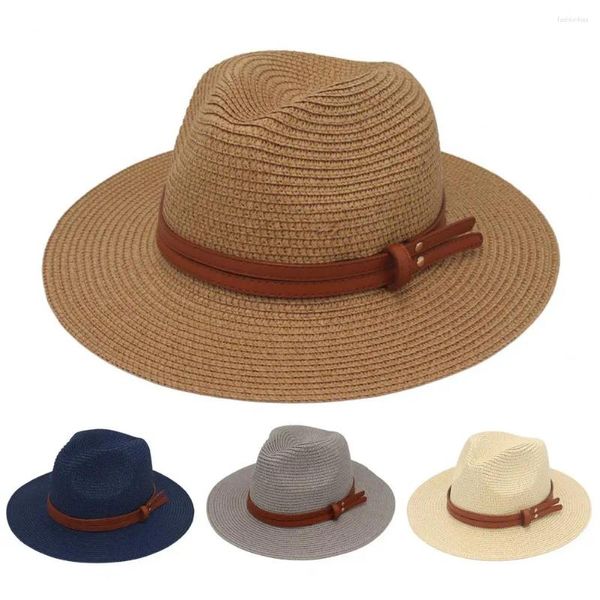 Berets Panamá Chapéu Palha Tecelagem Dobrável Homens Mulheres Anti Sun Waterproof Travel Cap para Praia
