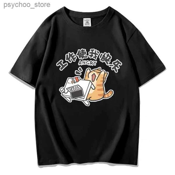 Homens camisetas Mulheres Moda Coreana Tees Y2K Feminino Gato Bonito Pet T-shirt Harajuku Pulôver Camisa Meninas Kawaii Tops Streetwear Casal Roupas Q240130