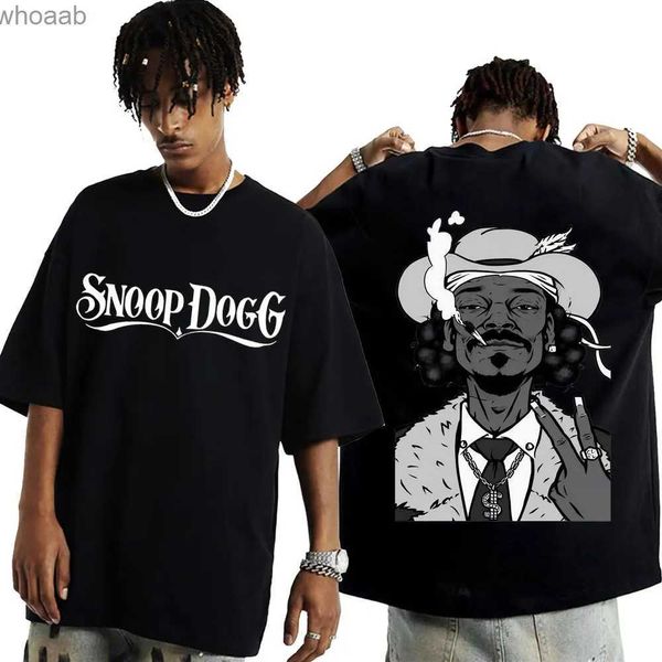 Мужские футболки, горячая распродажа, футболка с рисунком рэпера Snoop Dogg, мужская футболка в стиле хип-хоп, модный стиль, забавные футболки, летняя футболка унисекс большого размера, уличная одежда 240130