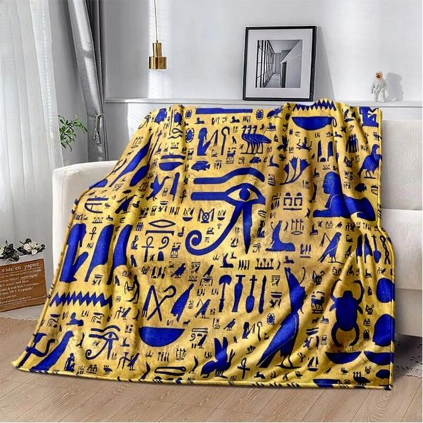 Coperte Antico Egitto Anubis Coperta stampata Letto Picnic Viaggio Flangia Morbido e confortevole Regalo di compleanno per gli amici