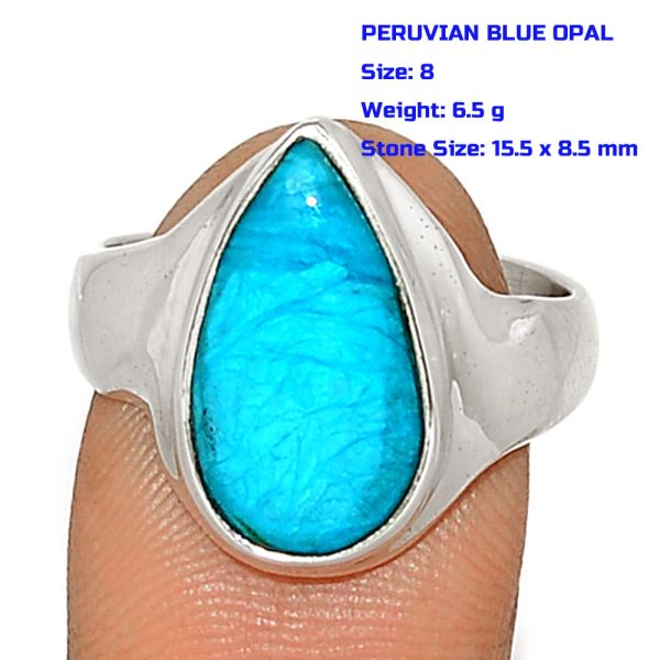 Ringe echte peruanische blaue Opal Ring Sterling Sier, handgemachte Schmuck Frauen Geschenk