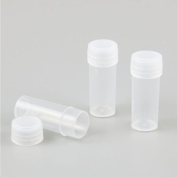 200 x 4g 4ml provette in plastica PE con tappo bianco Lab Contenitore per campioni duro Fiale per imballaggio trasparenti Bottiglie per cosmetici da donna Fouuf