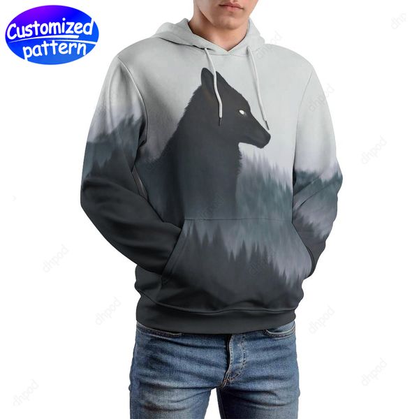 Designer-Herren-Kapuzenpullover, Sweatshirts, Tintenwolf, individuell gemustert, lose Doppelkappen, alle als Kapuzenpullis bedruckt, Großhandels-Kapuzenpullover, Herrenbekleidung, große Größen S-6XL