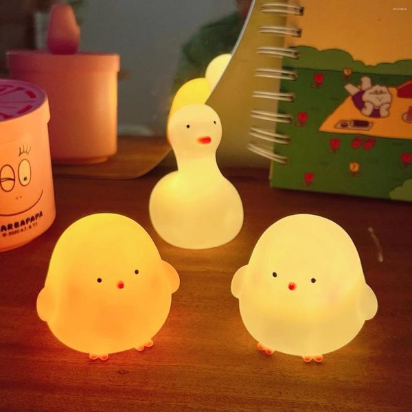 Gece Işıkları Hayvan Karikatür Ördek Tavuk Yumuşak Işık Bebek Çocukları Çocuk Yatak Odası Dekoratif Aydınlatma Ev Dekorasyon