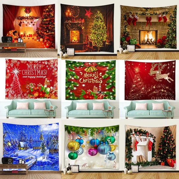 Tapeçarias de natal tapeçaria decoração festiva casa sala de estar quarto fundo jardim cartazes para fora grande parede pendurado toalha de praia