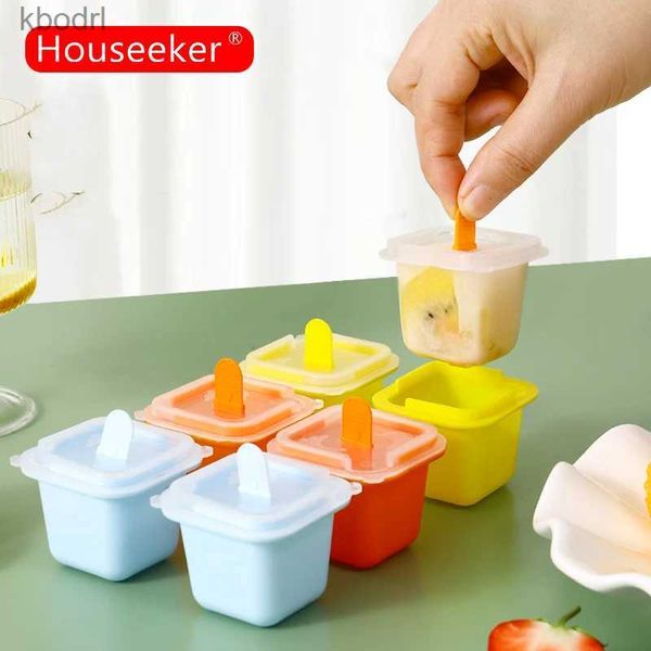 Eiscreme-Werkzeuge, quadratische Eiswürfelform mit Stab, DIY-Fruchtmilch-Eismaschine, Kühlschrank, Eisbox, Sommer-Eiswürfelform für Kinder, Baby, Eis am Stiel, YQ240130