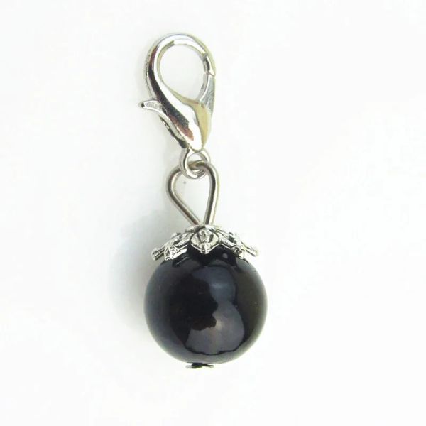 Ringe Großhandel 100 Stück schwarze Perlen-Charms mit Karabinerverschluss, Anhänger zum Aufhängen, zum Selbermachen, schwimmende Damen-Schmuckherstellung