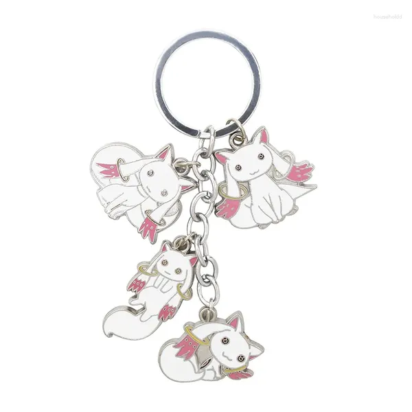 Portachiavi Anime Puella Magi Madoka Magica Portachiavi Incubatore QB Kyubey Cute Cartoon Smalto Lega Portachiavi Portachiavi Portachiavi Accessori Regalo