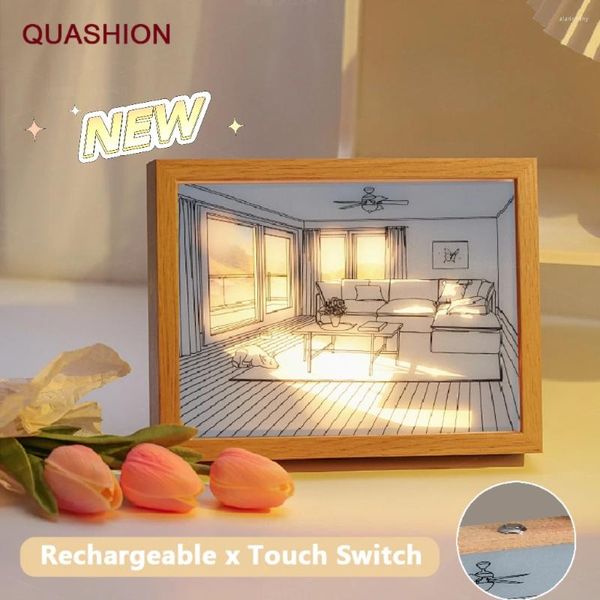 Tischlampen Wiederaufladbare LED-Licht Malerei Touch-Schalter Wand Kunstwerk Lampe Geschenk Wireless Indoor Sonnenlicht Fenster Po Nachtbeleuchtung