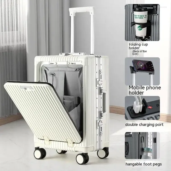 Koffer, USB-Typ-C-Gepäck, Handtrage-Reisetasche im Business-Stil, Trolley-Koffer