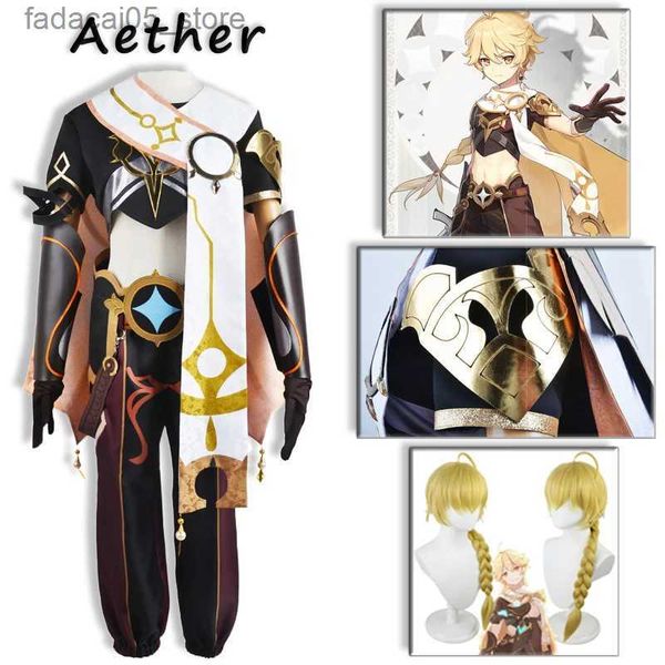 Tema Costume Viaggiatore Aether Cosplay Genshin Impact Come Brother Parrucca Halloween Carnival Party Cool Gothic Uniform Adult Man Comic Con Q240130