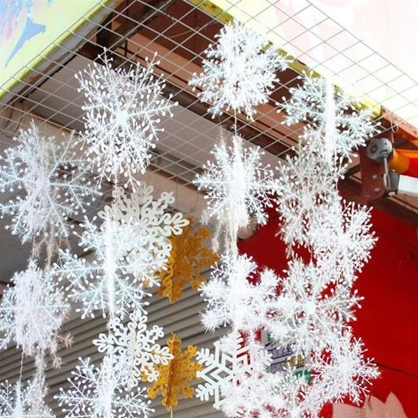 Decorações de Natal 30/60 / 90pcs enfeites de árvore de neve branca artificial para o ano doméstico Navidad Noel Party Decoration318W