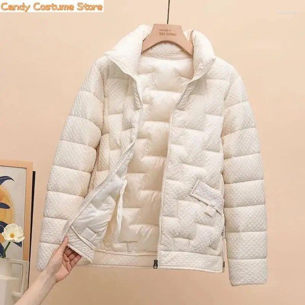 Trench da donna Giacca invernale da donna Piumini in cotone Colletto alla coreana Casual Parka caldo Cappotto da neve Nero Beige Capispalla femminile