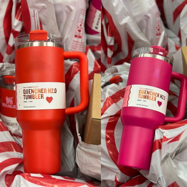 Pronto per la spedizione Pink Cosmic 40oz quenched H2.0 tazza da caffè tazza da campeggio all'aperto da turismo tazza per auto in acciaio inossidabile vetro regalo di San Valentino Magazzino USA