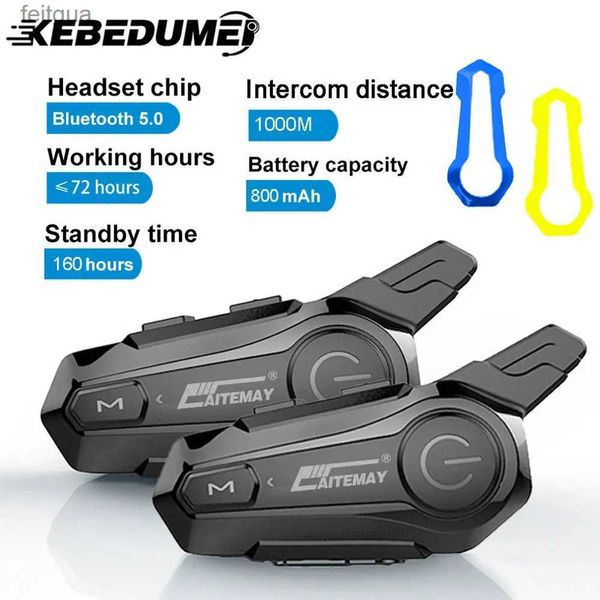 Walkie Talkie Interfono per moto Bluetooth Auricolare per casco per 2 ciclisti Intercomunicador Moto Chiamata a mani libere Interfono Auricolare wireless YQ240130