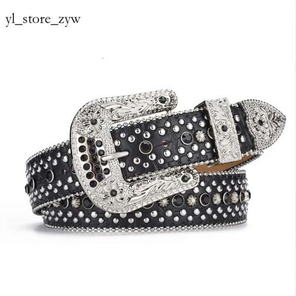 Cintura in pelle Bb per donna Designer Cinture con strass unisex Comoda fibbia ad ardiglione Placcato argento Ceinture Abiti Accessori Cinture da uomo Blu Bianco Nero Bb Simon 3394