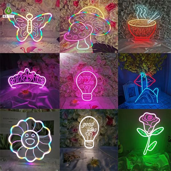 Farfalla colorata LED Insegna luminosa al neon Decorazione di nozze Festa di compleanno di Natale Decorazioni per la casa Lampada da notte con interruttore dimmerabile LL