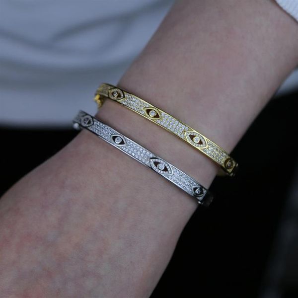 Alta qualidade moda feminina pulseira de mão jóias banhado a ouro micro pave claro cz turco sorte mau olhado pulseiras para mulheres 2269