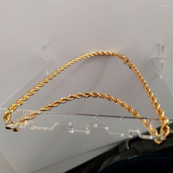 Colares Pingente Real 24k Ouro Amarelo GF Diamante Corte Ed Sólido XP Jóias Fantasia Imagem Original Mens Grosso 6mm Corda Chain257n