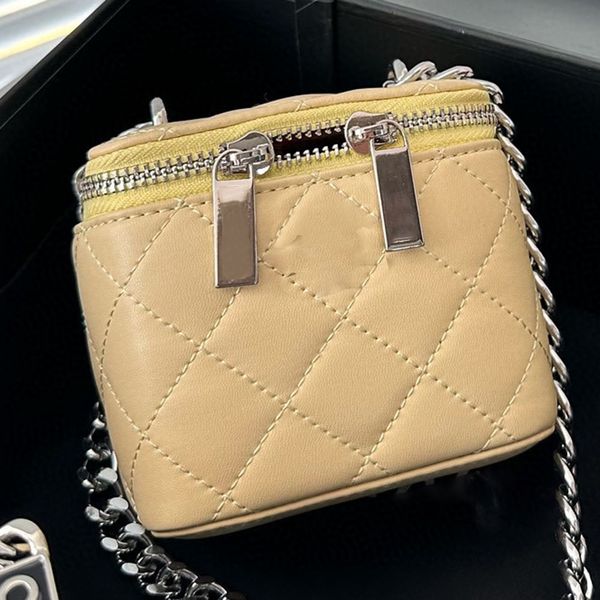 Luxus schöne Eitelkeit Designer Damen Make-up Cross Body Schulter Kosmetiktaschen Dame Clutch Taschen Top echtes Leder Geldbörse Tote Handtasche Kette Tote Bag Silber Schnalle