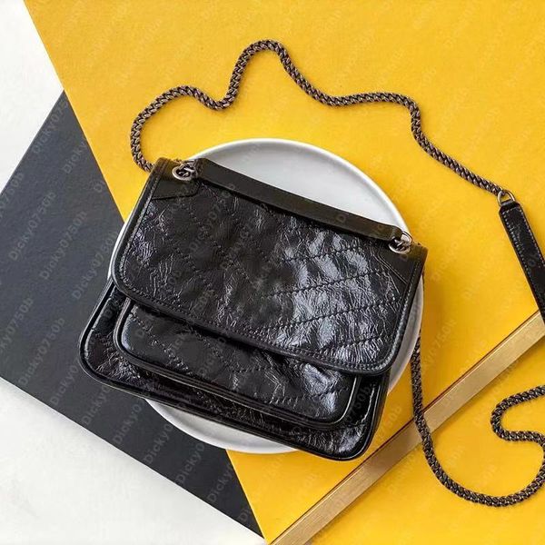 Niki дизайнерские сумки-мессенджеры черный кошелек Vintage Cross Body r сумка женская Бирюзовая цепочка Роскошная черная сумка через плечо Sacoche кошелек Flap dicky0750 borse