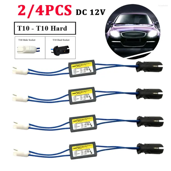 Sistema de iluminação 2/4pcs T10 12V Canbus Decodificador Cabo Universal LED Cancelador de aviso 501 T 10 W5W 192 168 Luzes de carro Resistor de carga de erro