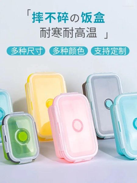 Yemek takımı silikon katlanır öğle yemeği kutusu açık portatif portatif yüksek sıcaklık dirençli anlık erişte kase mikrodalga ısıtmalı