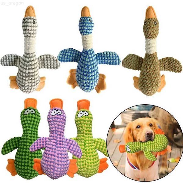 Brinquedos de pelúcia para cães, brinquedos de pelúcia fofos para animais de estimação, pato que range, brinquedo para filhotes, som de ganso selvagem, brinquedo para limpeza de dentes de cães pequenos, médios e grandes