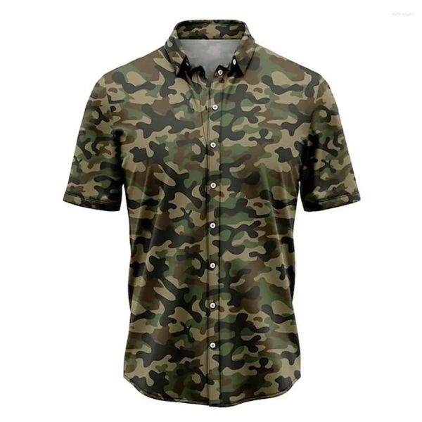 Camisas casuais masculinas camuflagem vintage manga curta topos 3d esportes ao ar livre extra grande camisa de verão roupas de caça