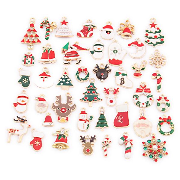 encantos 42 pcs Diy esmalte encantos de Natal boneco de neve papai noel meias pingente para pulseira/brinco/colar jóias artesanais fazendo